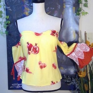 Strapless cold shoulder top